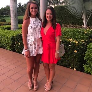 Red wrap dress